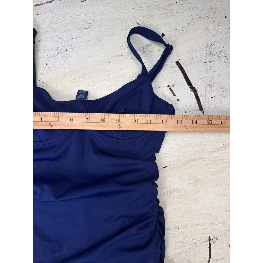 SKIMS Swim Suit Dress Women XS Blue Ruched Underwire Adjustable Straps Beach